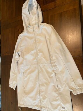 Mondetta White Hooded Long Rain Jacket NWOT